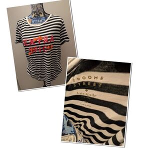 Kate Spade Broome Street Striped Tee with Bold Text